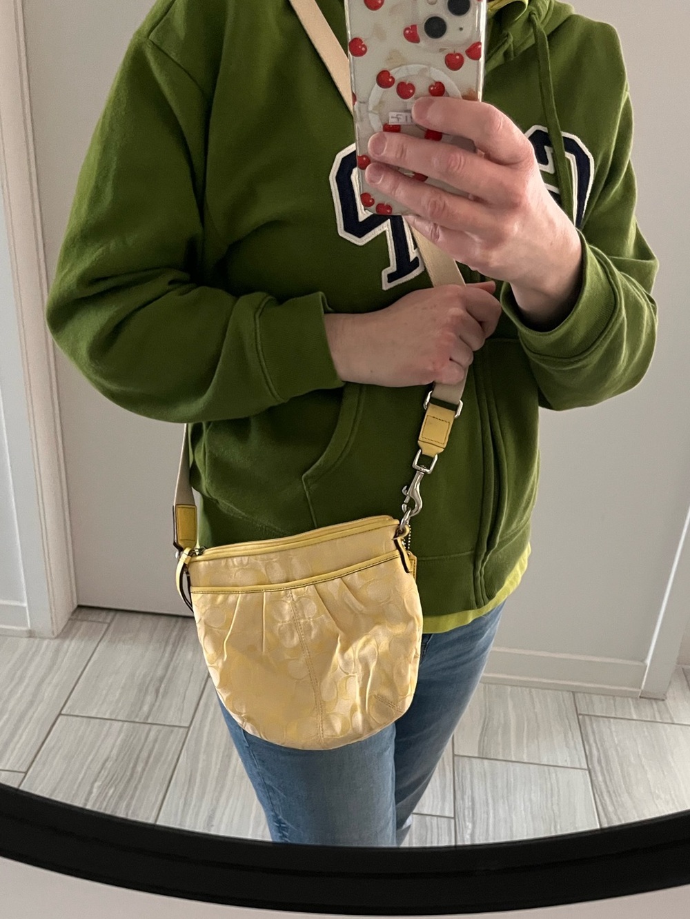 Coach y2k Yellow canvas compact shoulder bag or small crossbody